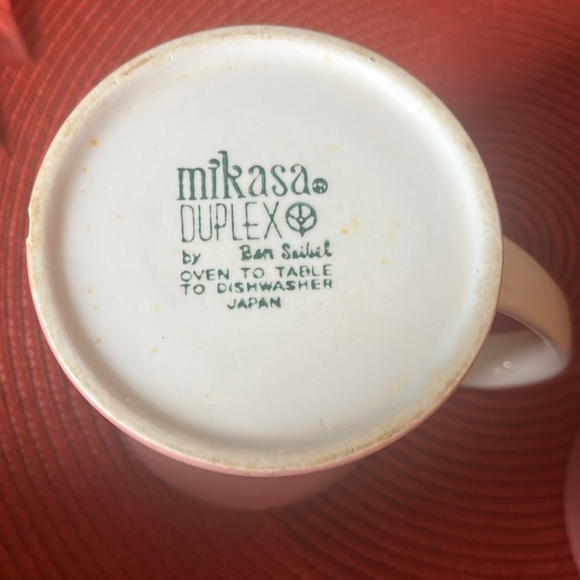 Vtg Mid Century Modern Mikasa Duplex Ben Seibel Pink/White Creamer & Sugar Set - Picture 4 of 6